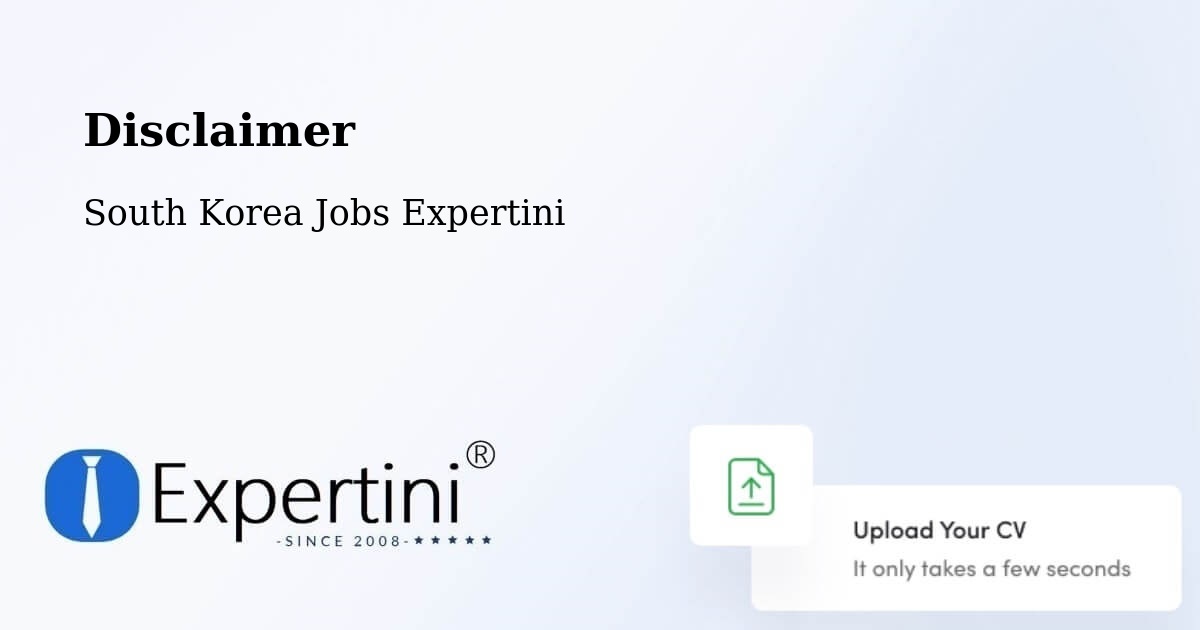 Disclaimer – Cheonan Si - South Korea Jobs Expertini